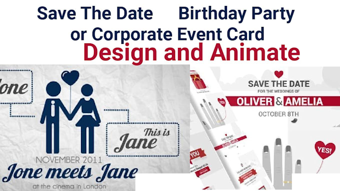 create animated invitation card for your wedding , birthdays or save the date