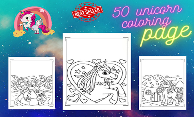 Send you 50 printable colouring unicorn pages by Chawkis | Fiverr