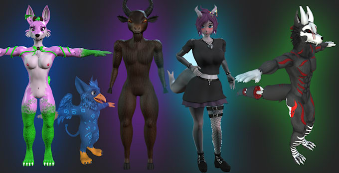 create vrchat,vtube, nsfw, cartoon, furry 3d model
