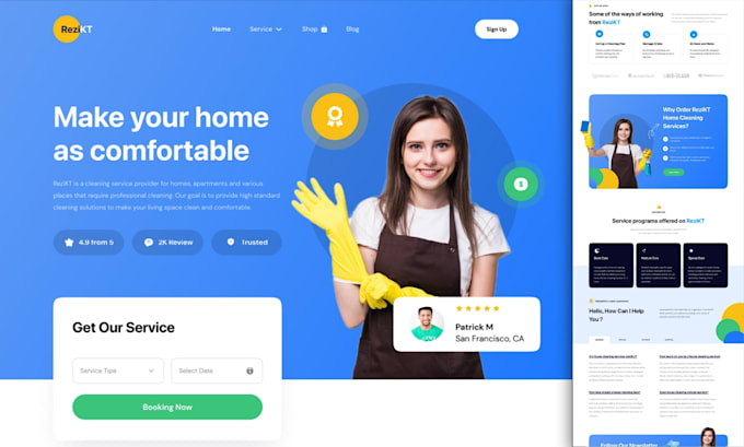 build cleaning service website, house, office cleaning, booking koala website