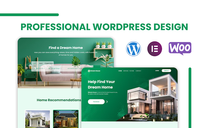 create a modern wordpress website design with elementor