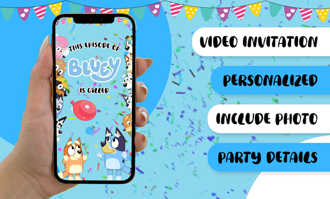 create bluey birthday invitation video, bluey party invitation