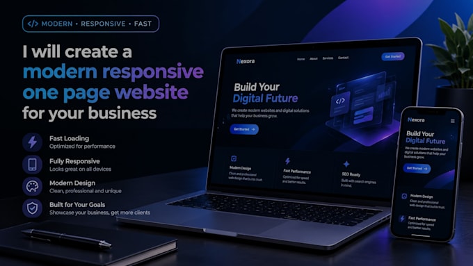 create responsive one page website for your business