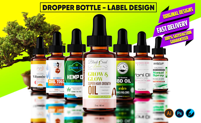 do bottle label, cbd label, skincare label, product label, packaging, 3d mockup