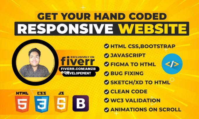 Code custom html css and javascript for responsive website, front end ...