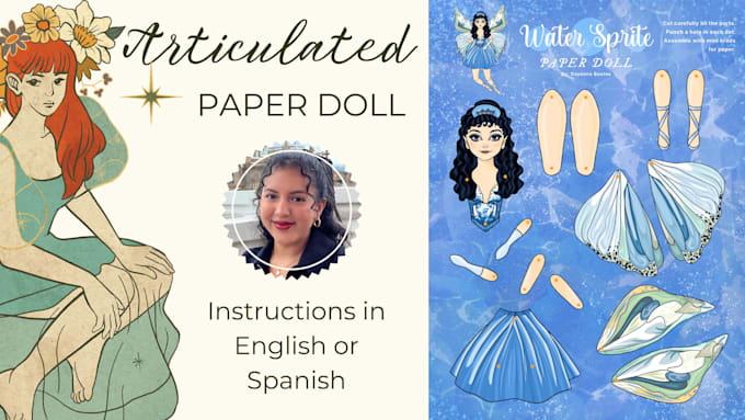 illustrate a magical articulated paper doll for your project