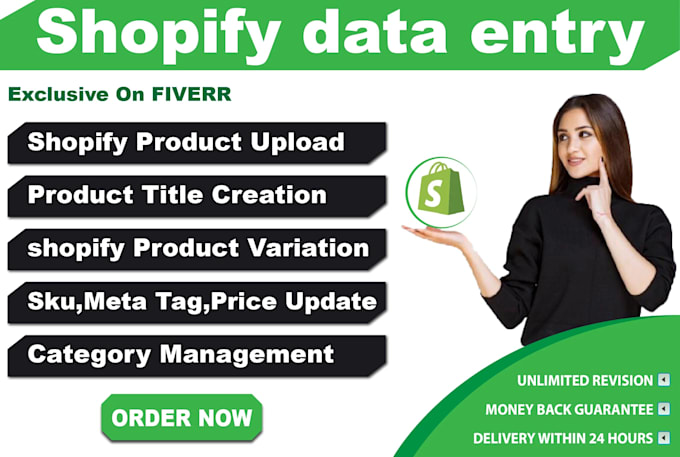 do manually shopify data entry and shopify product listing