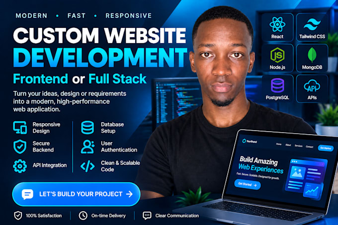 do custom website development as front end or full stack web developer