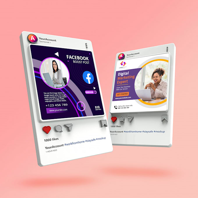 Design social media posts, instagram, facebook, twitter ads by