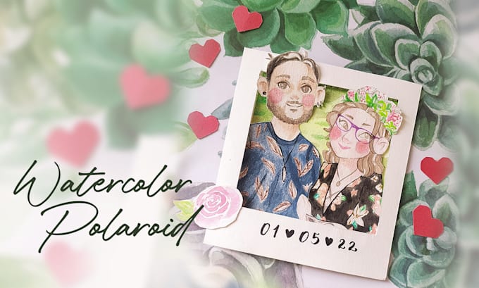 paint a family portrait watercolor polaroid for you