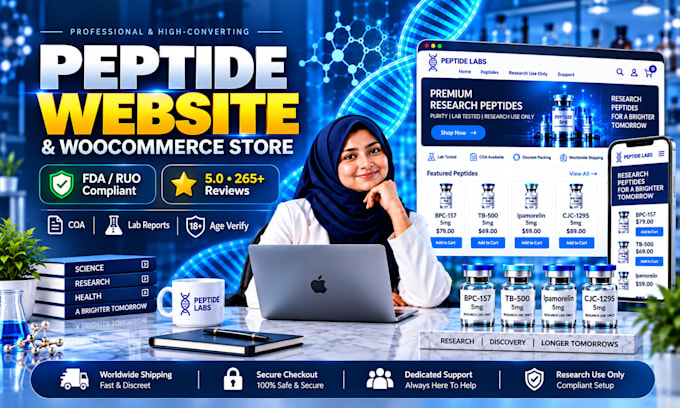 build a fda compliant peptide website, research peptide store with woocommerce