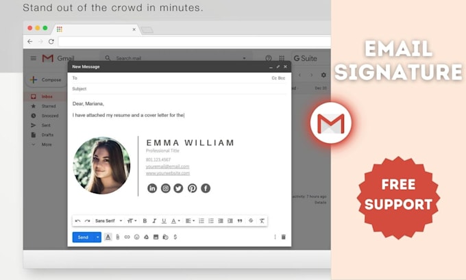create professional clickable email signature for gmail