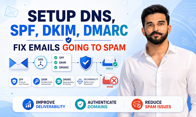 fix emails going to spam and setup dns spf dkim dmarc