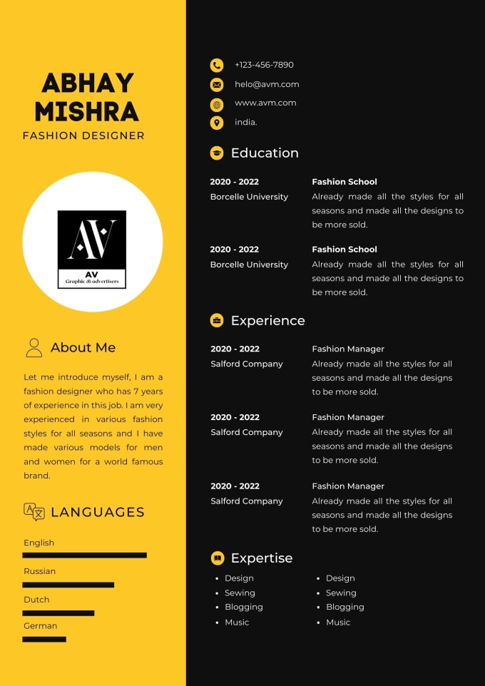 Make proffesional resume templates by Abhaymishra241 Fiverr Make proffesional resume templates by Abhaymishra241 Fiverr