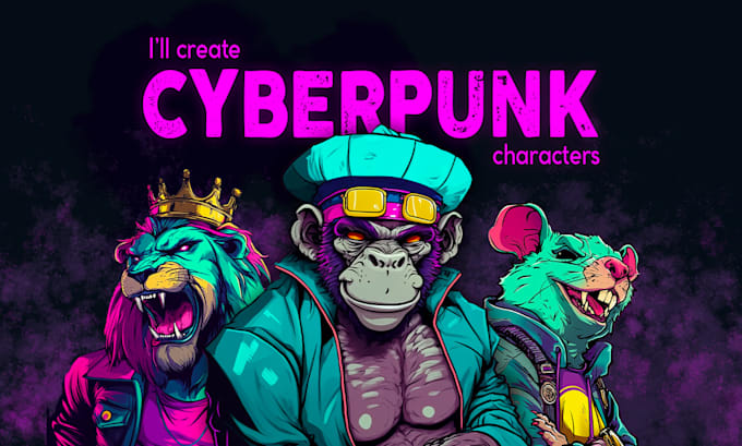 create a cyberpunk character cartoon, anime or illustration