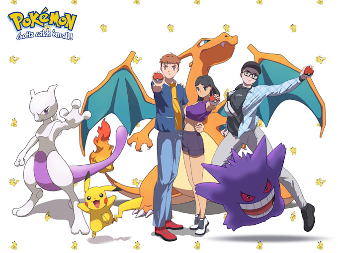 draw you a pokemon trainer, pokemon, fakemon, or digimon