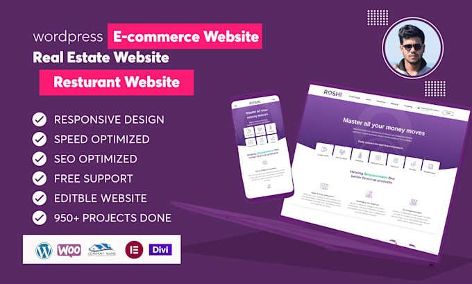 design modern realestate wordpress website, restaurant website,ecommerce website