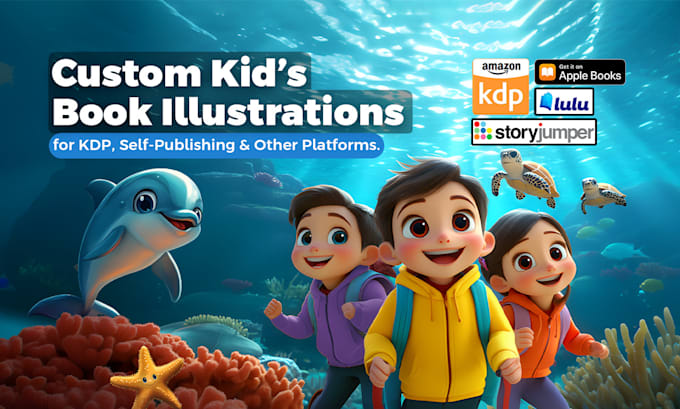 do children story book illustration and book cover with ai