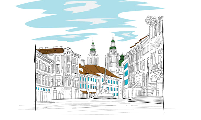 Best Deals! I will draw detailed vector stylish sketches of favorite city and places  for $10