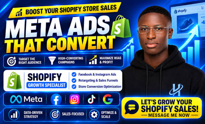 be your social media manager, shopify facebook ads, instagram meta ads manager