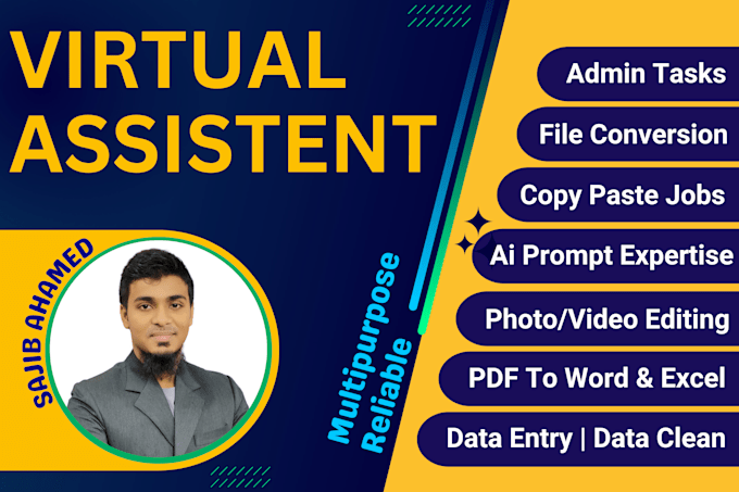 be your personal virtual assistant for data entry, web research, file conversion