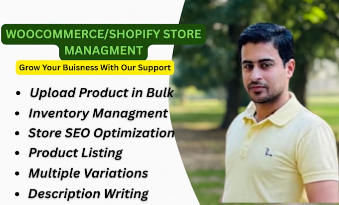 manage shopify, wordpress store, upload products, update inventory