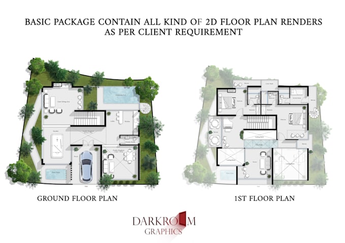 render 2d and 3d floor plan in photoshop and sketchup vray