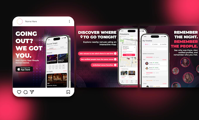 create mobile app social media posts and ad creatives