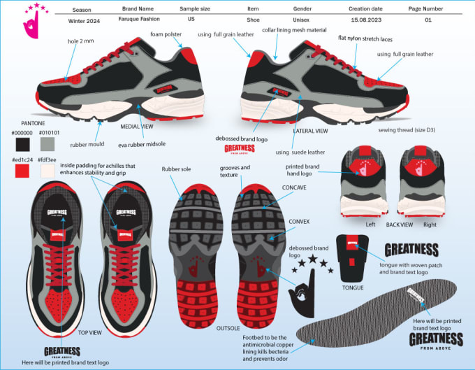 faire la conception de chaussures baskets personnalisées conception de  chaussures pack technique de chaussures pour la fabrication