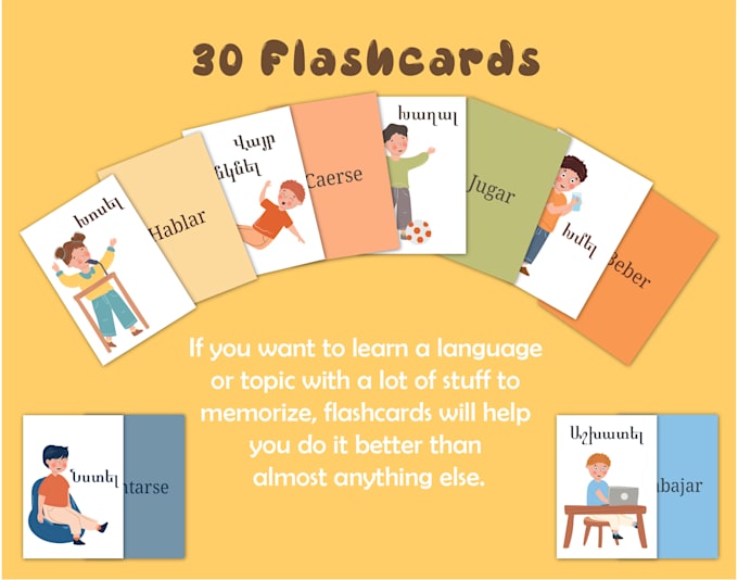 draw printable illustrations for educational flashcards