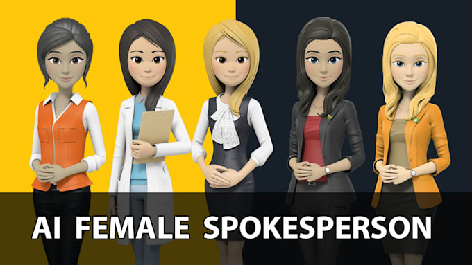 create 3d character animation female spokesperson video
