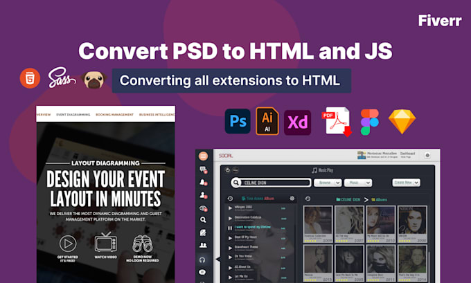 Convert your psd to quality responsive html by Mon9asser | Fiverr image.