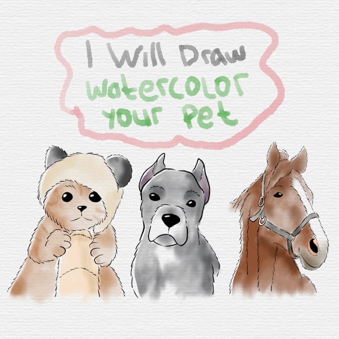 Draw a simple watercolor of your pet by Reisvector | Fiverr