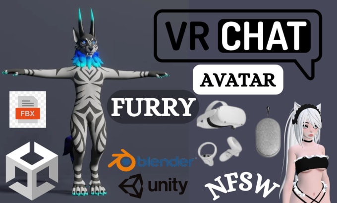 Create custom vrchat avatar vr furry fursona nsfw 3d model vtuber ...