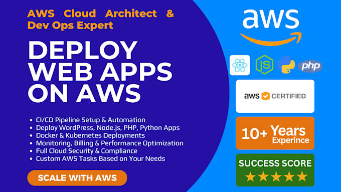 deploy  react, nodejs, PHP, java, python applications on AWS ec2 s3 cloudfront