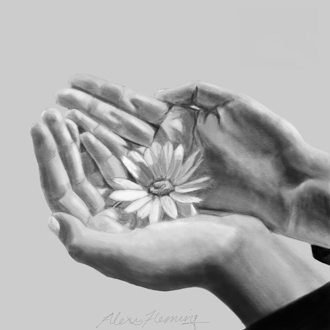 create a beautiful black and white sketch