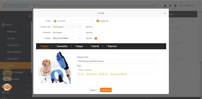 import dropshipping products from aliexpress or cj dropship