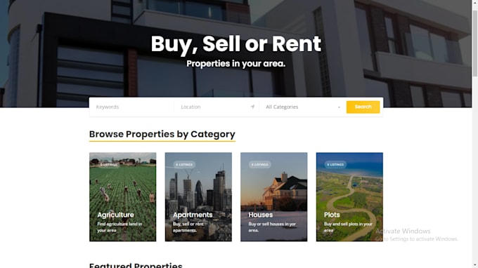 design real estate properties website on wordpress