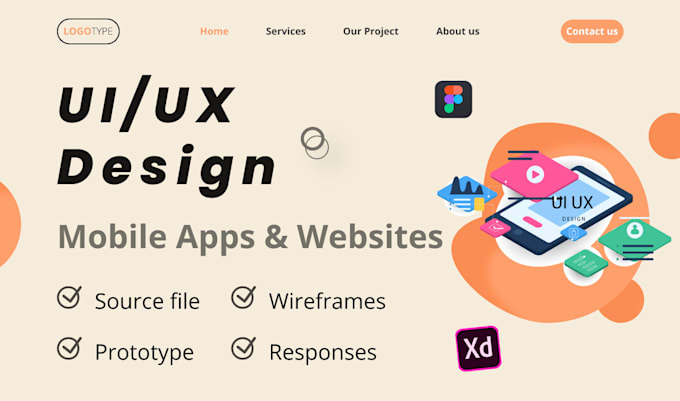 Design ui ux design for landing page, website ui, homepage ui design in ...