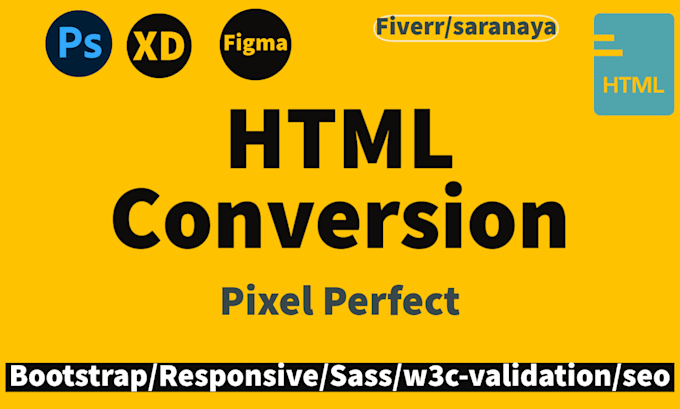 convert figma to html, xd to html, psd to html bootstrap css