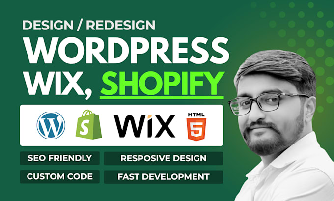 design wordpress, shopify, wix, and HTML5 website