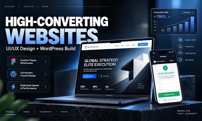design a high converting landing page and wordpress website