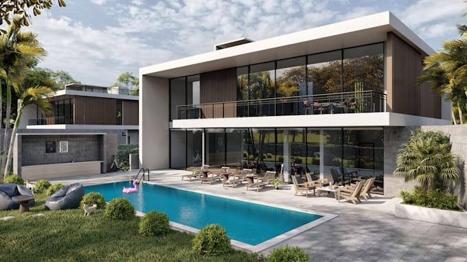 create realistic exterior render and animation