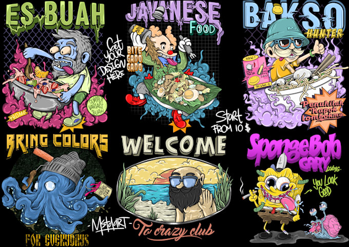 create awesome tshirt illustration cartoon design for you