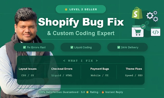 fix shopify bugs, custom coding, liquid errors and store issues