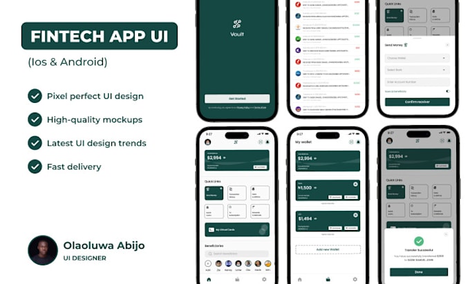 Design your fintech app ui by Olaabijo | Fiverr