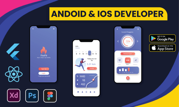 develop android and IOS apps in react native and expo