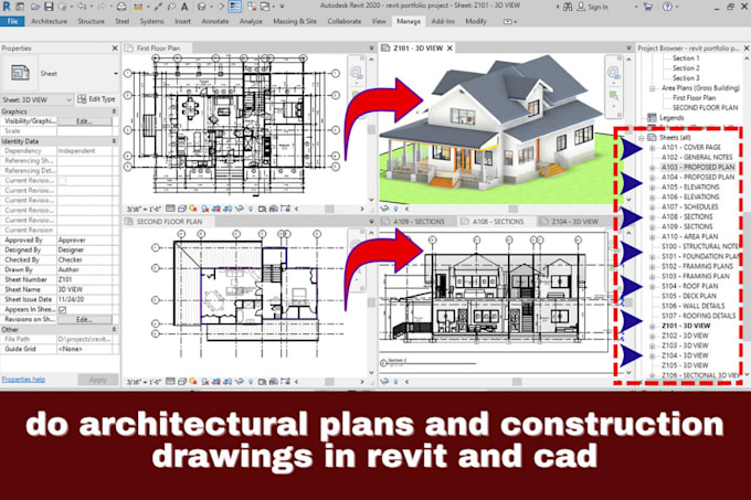 do 3d modeling, architectural plans and construction drawings in revit and cad