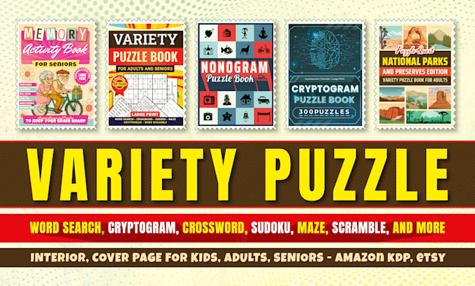 make word search, cryptogram, sudoku, crossword, puzzle activity book for KDP