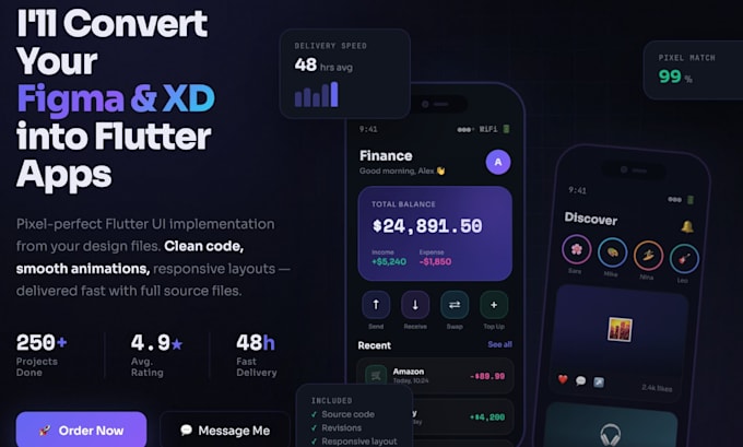 convert your figma or xd design to pixel perfect flutter UI
